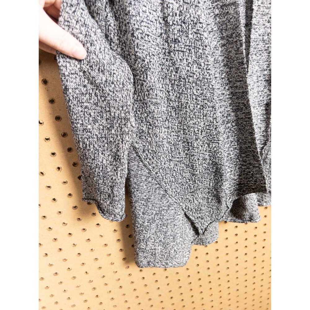 Eileen Fisher Petite Linen Wool Marled Knit Open Front Cardigan Black White PP - Picture 3 of 7